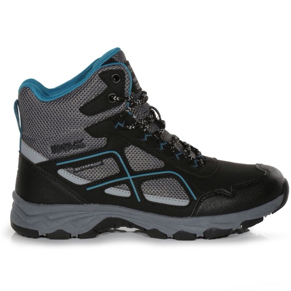 Regatta Lady Vendeavour Waterproof Hiking Boots Black & Teal Walking Boot SZ 9 - Picture 1 of 16